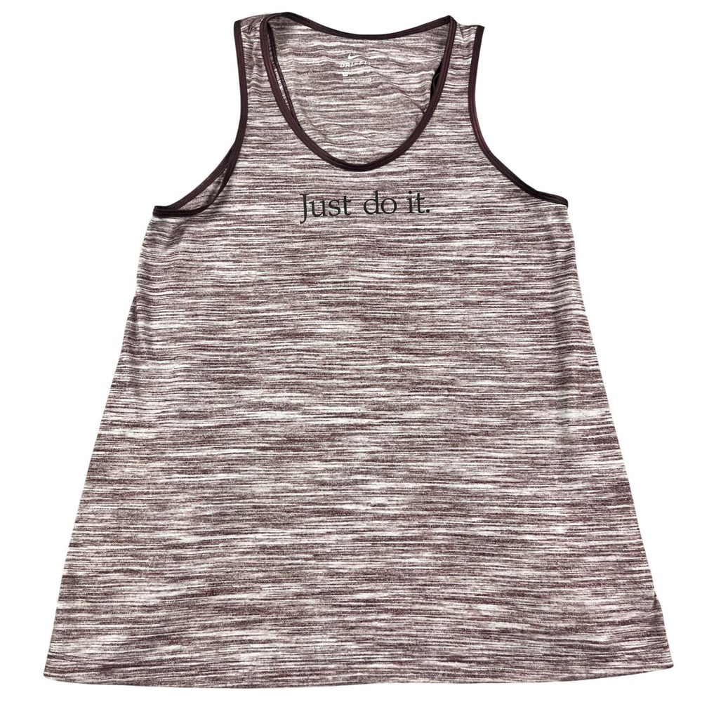 Nike Dri-FIT Tank Top Burgundy XS Split Back Just Do It Space Dye Activewear